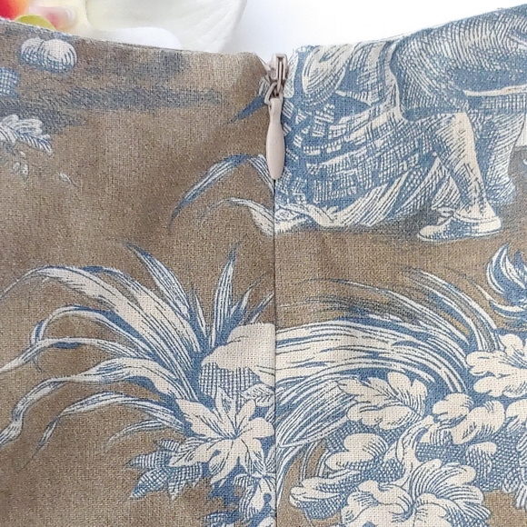 The Picket Fence Boutique Etoile Golden brown blue cream print pants sz S - Picture 5 of 5